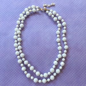 Vintage white double-strand bead necklace